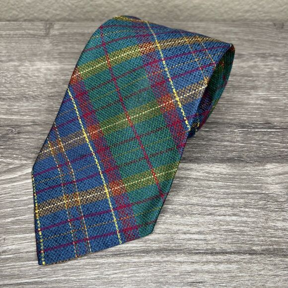 Kurt Geiger Vintage Silk Plaid Tie Made in the UK 59" - Picture 1 of 8
